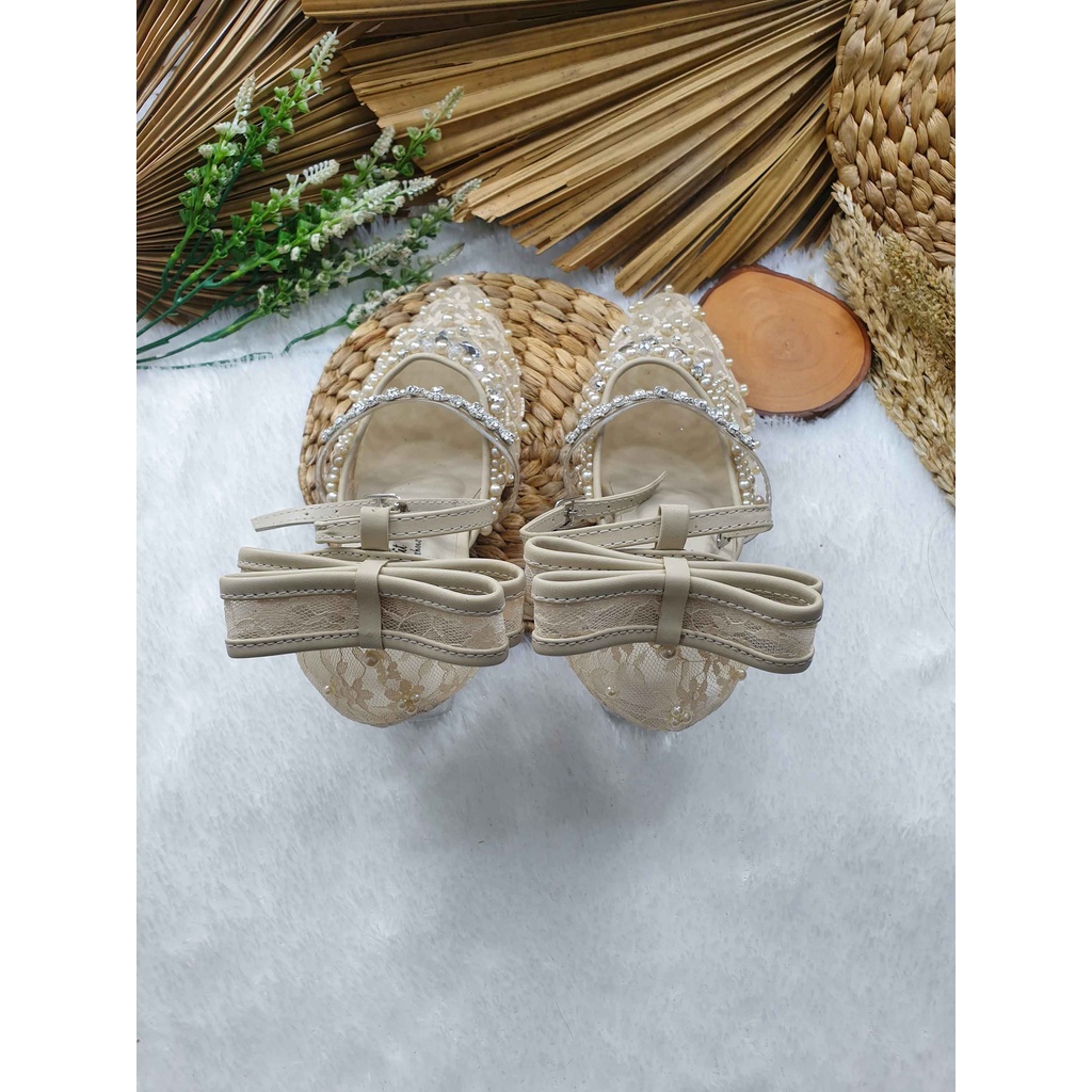 sepatu wedding wanita zaneta cream 7cm kaca