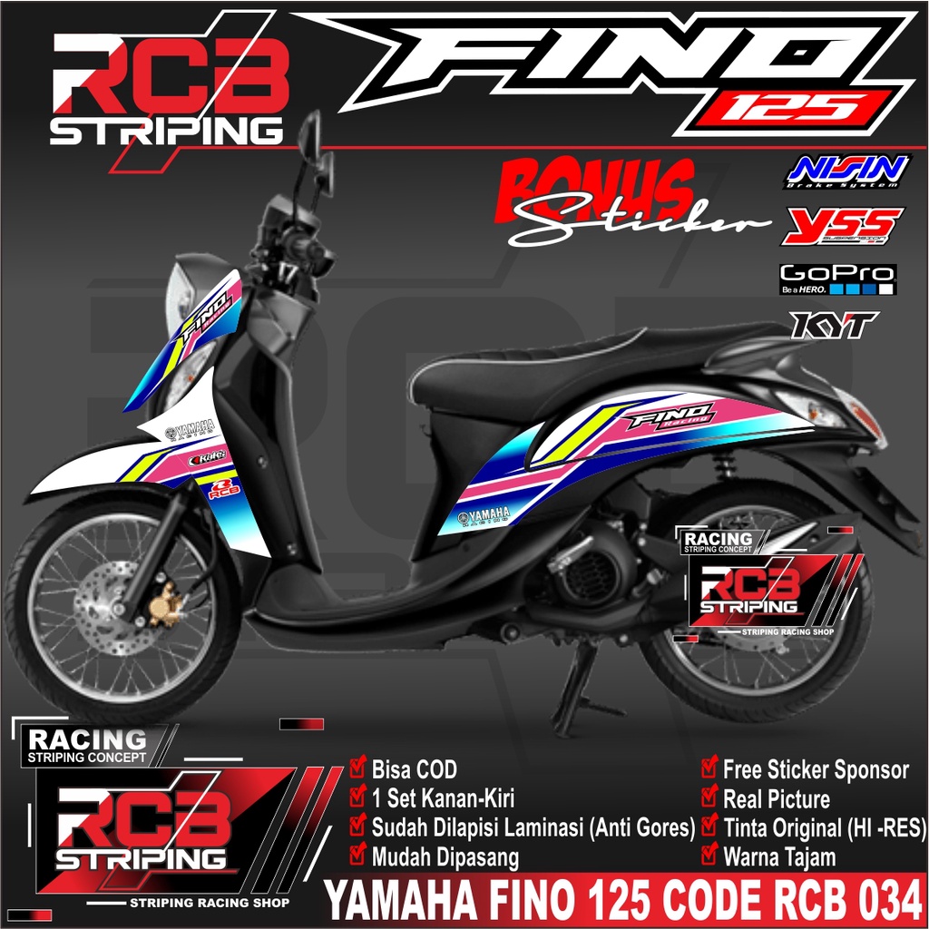 Striping FINO 125 variasi Lis Racing Stiker FINO Semi Full Sticker Motor Yamaha Fino 125 . RCB 034