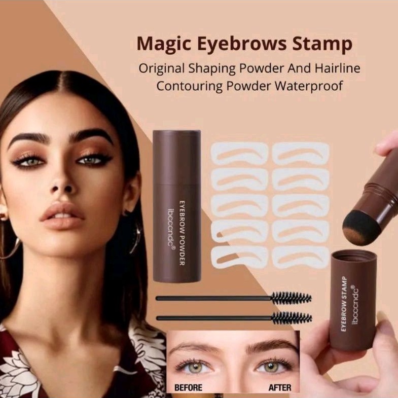 Ibcccndc Eyebrow Powder Cetakan Alis Instan Eyebrow Stamp Alis Stempel Alis Bedak Alis Waterproof dengan 10 Model Cetakan Alis