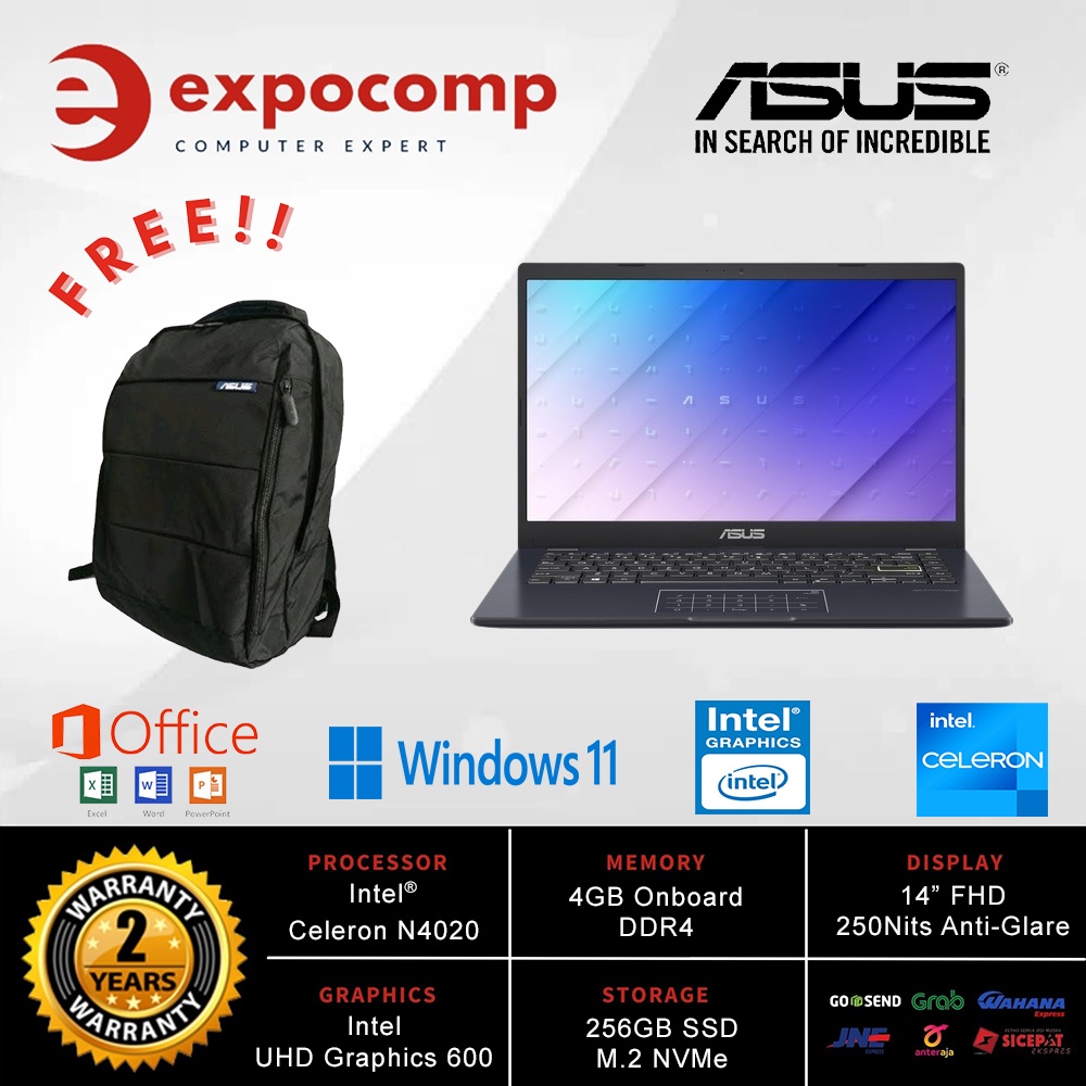 ASUS VIVOBOOK E410MAO VIPS421 CELERON N4020 4GB 256GB W11+OHS