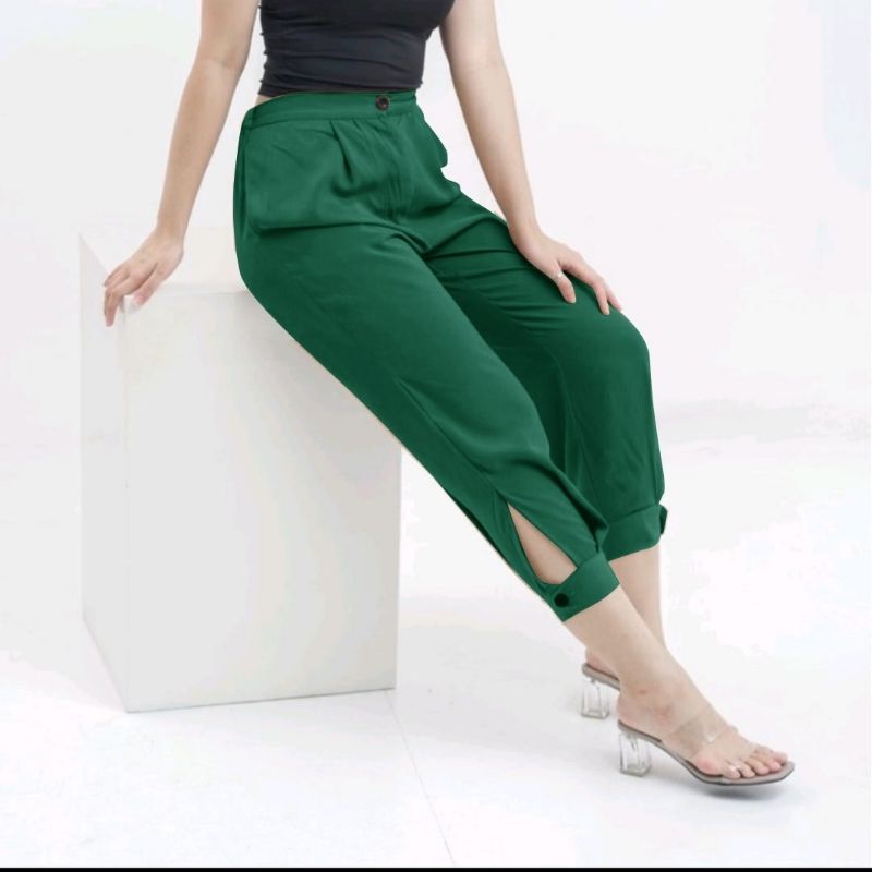 BISA COD{HIGHWAIST MIDI JOGGER PANTS/CELANA KANTOR/CELANA SANTAI/CELANA TERBARU