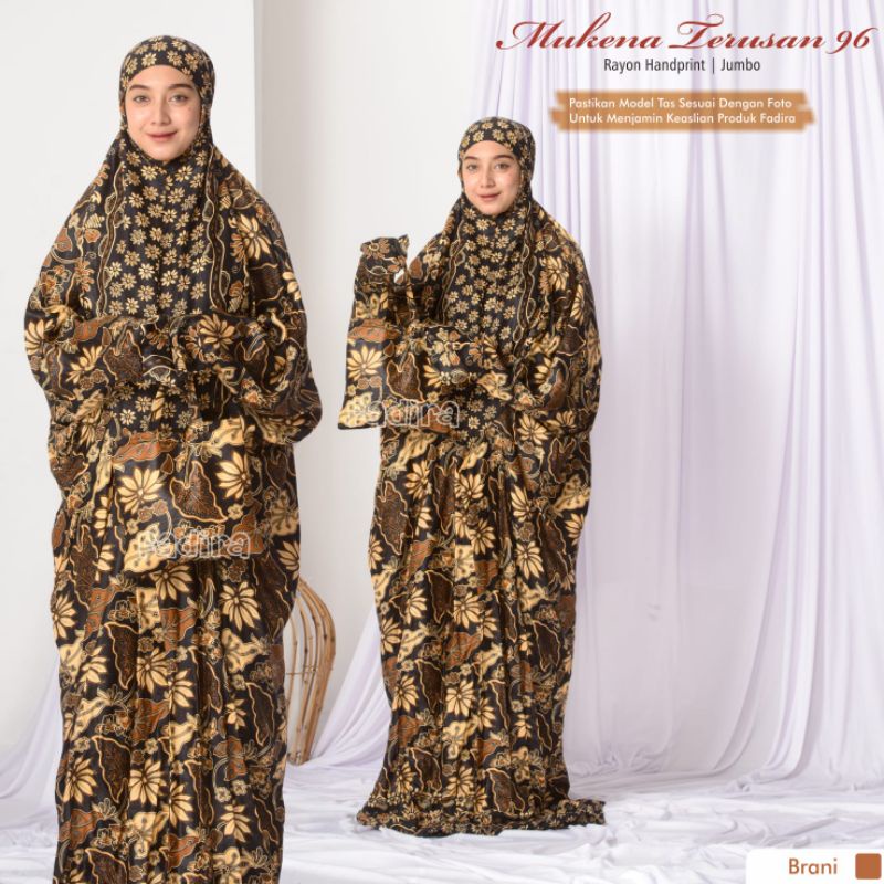 Mukena Terusan Batik 96 ori by Fadira Collection | Mukenah Motif batik Bahan Rayon Handprint ukuran 