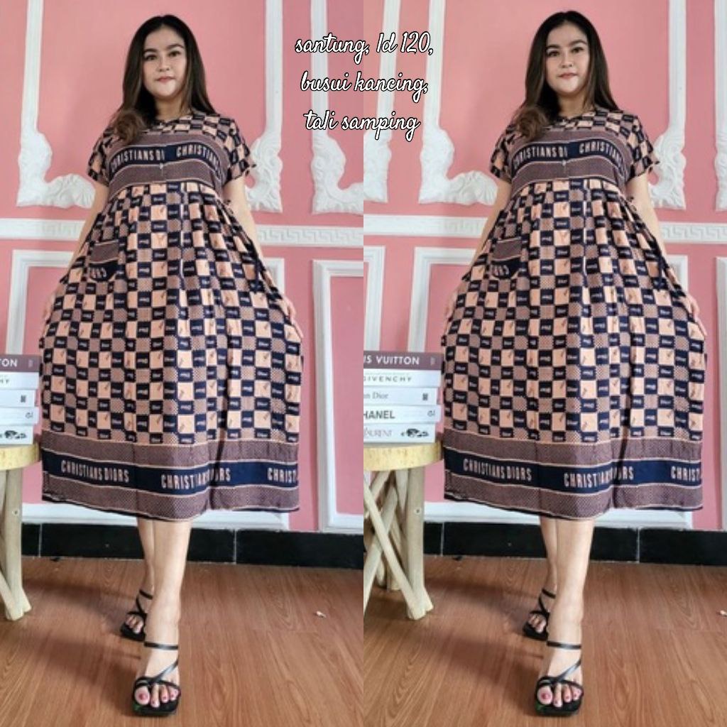 Daster Jumbo Branded Motif Kekinian Model Centini Rayon Adem Busui Kancing Depan ( Harga Promo Murah ) - Daster Wanita Ibu Hamil Menyusui Terbaru Nyaman Dipakai