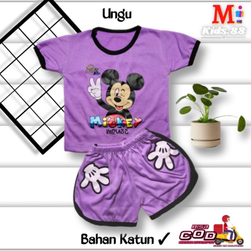 Setelan Playset  Cupa Cup Baju Anak MICKEY MOUSE/Set Anak Balita/Set Anak Unisex Buat Usia 0-4 tahun