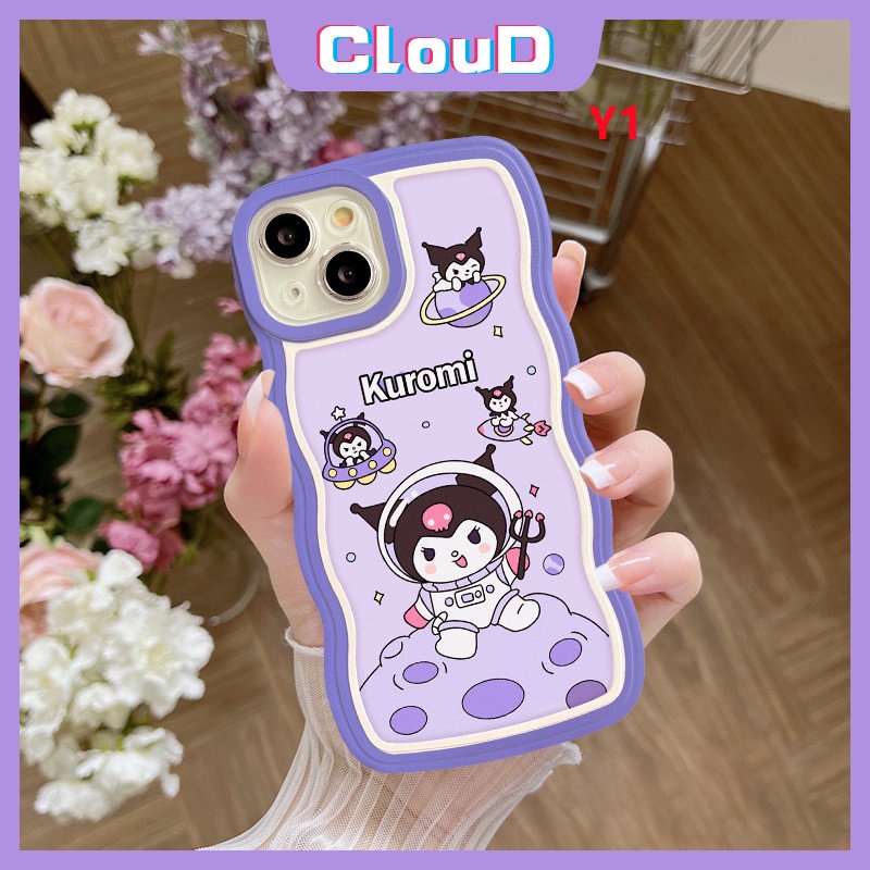 IPHONE Casing Tpu Lembut Kartun Tepi Bergelombang Kompatibel Untuk Iphone11 13 12 14 Pro Max7 8 Plus XR X XS Max6 6s 14 Plus Se2020 Astronot Lucu Kuromi Shockproof Phone Cover