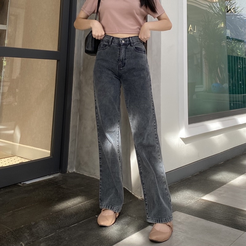 Lily Jeans - Culotte Jeans - Snowblack Jeans - Highwaist Jeans - Kulot Jeans - Kulot Jeans Jumbo - Celana Jeans Jumbo - Celana Kulot Jeans