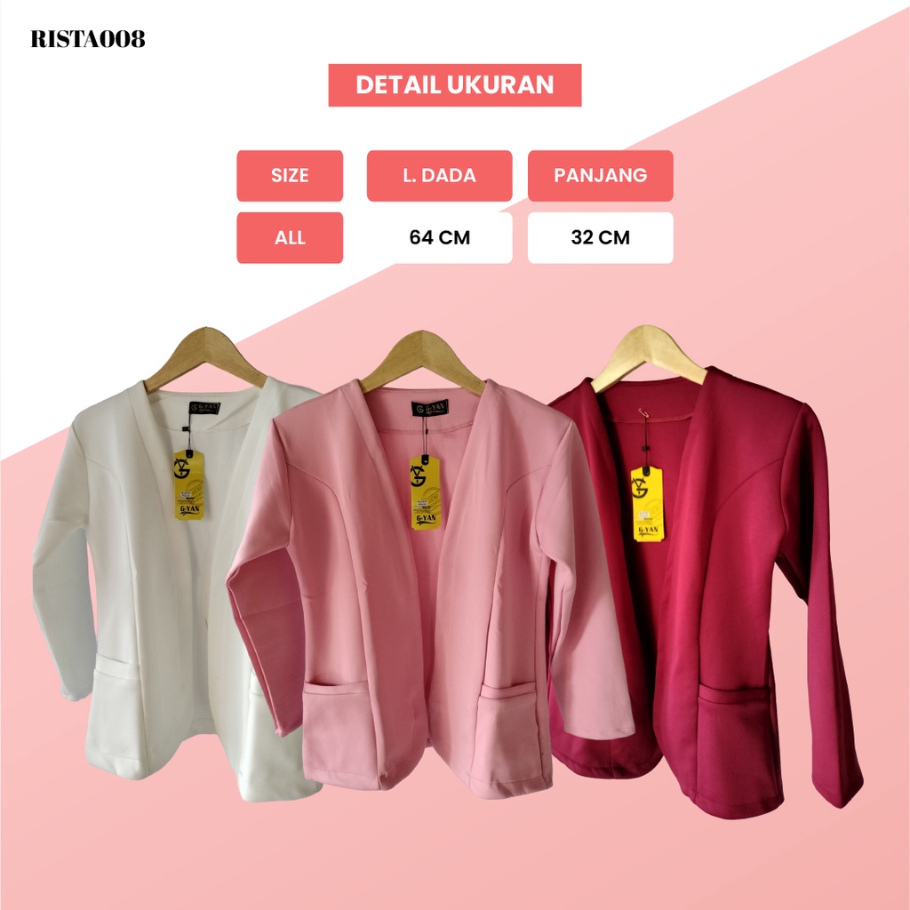 Blazer Scuba Outer Outfit Korean Style Atasan Blazer Wanita Hijab Kekinian Terlaris Terbaru