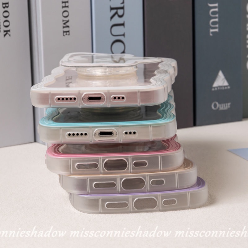 Realme 10 9Pro+9 9i 8i C3 7i 5i 6i 5 7 C15 C11 C12 C33 C35 C25s C20 C17 C25Y C21Y 8 8Pro C30 C25 C20A Flower Airbag Stand Holder Macaron Candy Color Soft Wavy Edge Soft TPU Cover