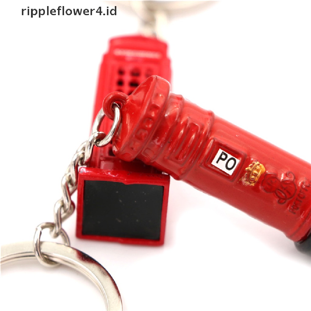 {rippleflower4.id} Miniatur Inggris Model London Gantungan Kunci Gantungan Kunci Souvenir Ojek Bis Merah~