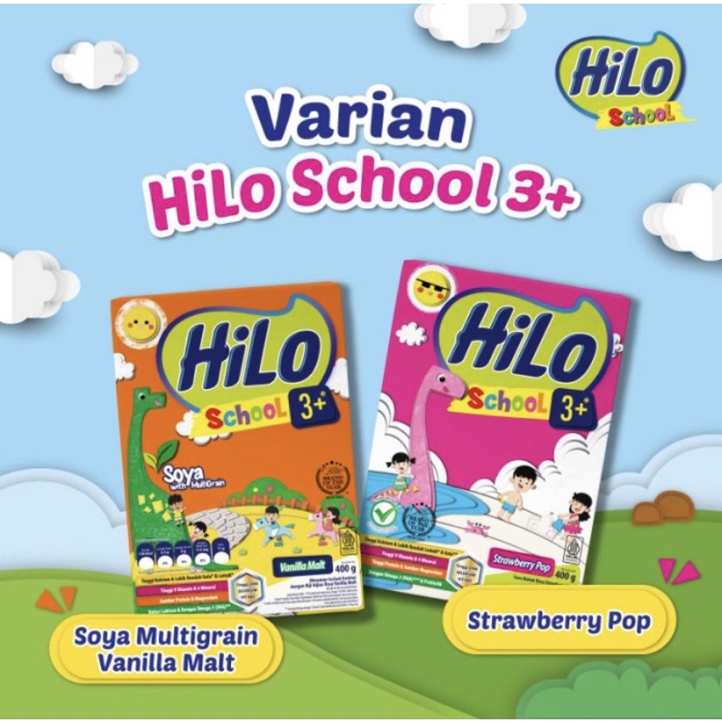 [CASHBACK 5%] HiLo School Chocolate / Vanilla Vegiberi / Strawberry Cheesecake / Cotton Candy / Bubble Gum / Honey 500gr / Original 400gr / HiLo School 3+ Strawberry Pop / Vanilla Malt 400gr Susu Tinggi Kalsium