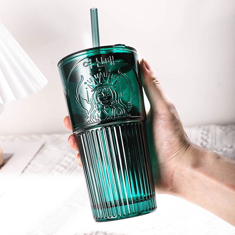 Starbucks Tumbler Starbucks Cold Water Cup Large Capacity Glass Cup With Straw 600 ml