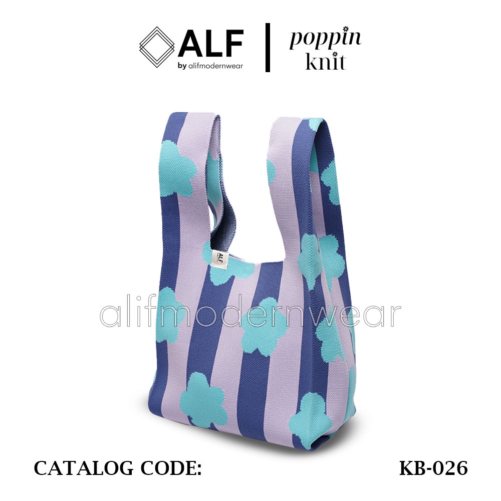 ALIF TAS BELANJA RAJUT POPPIN KNIT GROCERY BAG - EVERBLUE ( KB-026 )