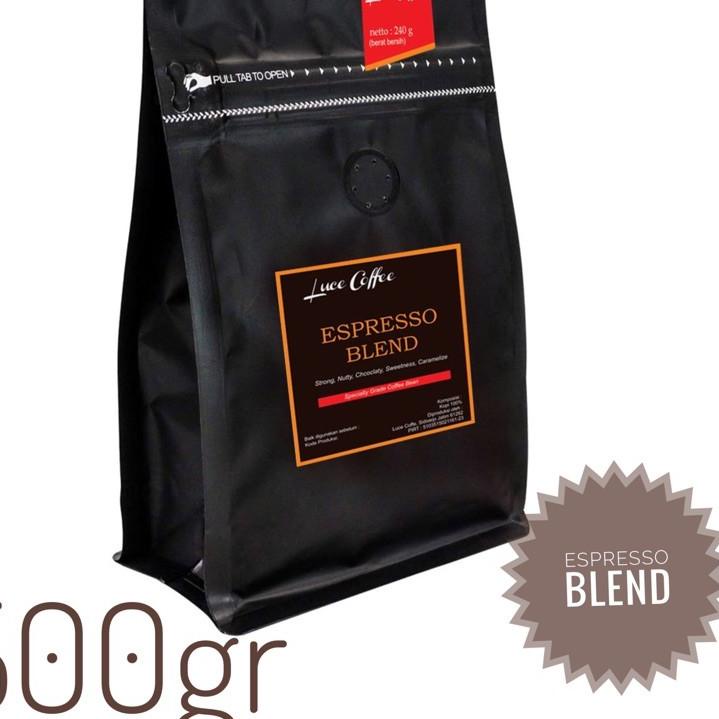 

Kopi Espresso Blend Robusta Arabica 500gr - Biji sangra atau bubuk- Luce coffee