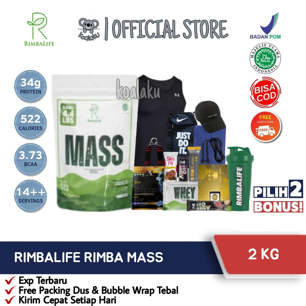 Rimbalife Rimba Mass Gainer 4.4lbs 2kg 2 lbs 2lbs 900 gr Susu Rimba Life Rimbamass 4.4 lbs Rasa Cokelat