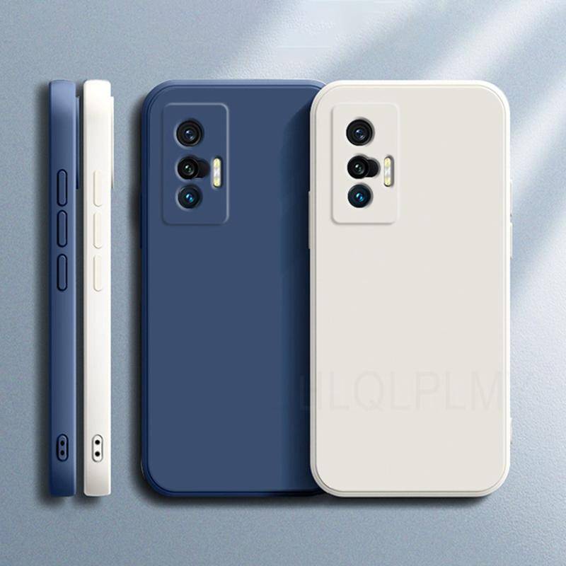 Untuk Vivo Y15 Y12 Y17 Y33s Y21s Y21 V21 5G Persegi Silikon Cair Soft Case Cover