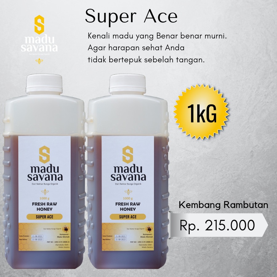 

Madu SAVANA 1KG Nektar RAMBUTAN 100% Pure Raw Honey Alami SUPER ACE honey