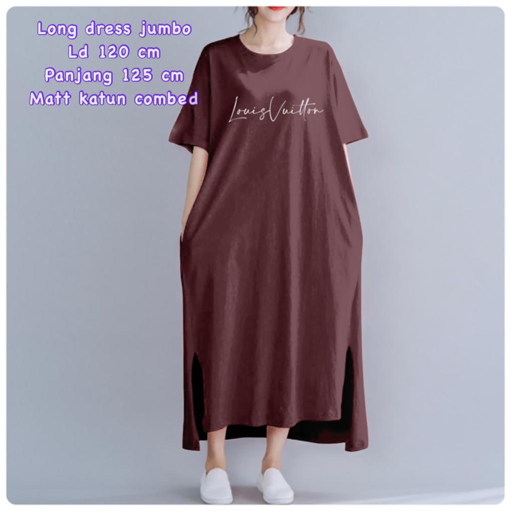 long dress wanita jumbo/dress wanita ld 120 cm dan ld 140 cm