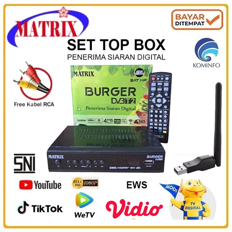 Set Top Box Matrix Burger Digital Free Dongle WiFi Full HD Youtube TikTok