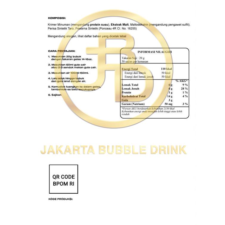

[Y(39 ㊚) Bubuk Minuman TARO Powder 1 KG - JBD | HALAL terviral