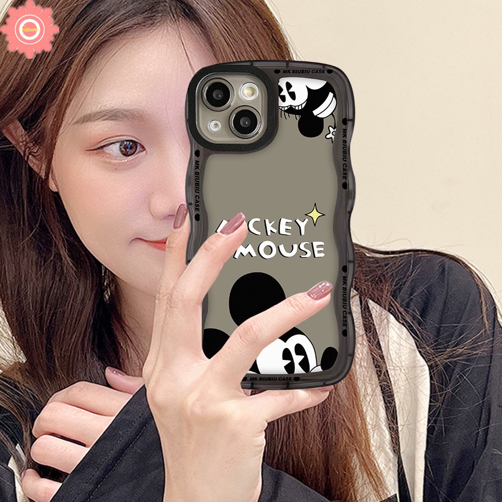 Couple Case Compatible For iPhone 11 14 13 12 Pro Max 6 6s 8 7 Plus 14Plus XR X XS Max SE 2020 Wavy Edge Cartoon Cute Disney Mickey Mouse Soft TPU Cover