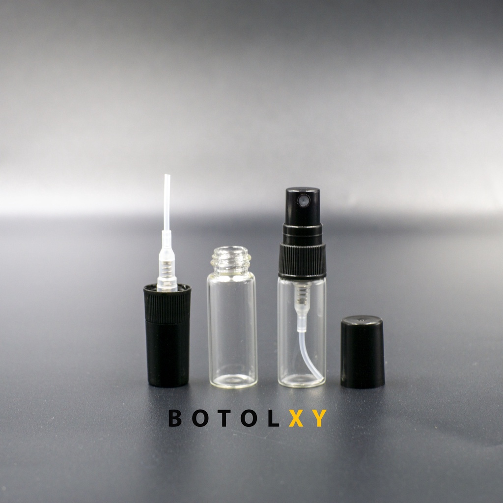 Botol Spray Kaca 3ml Refill Parfum Vial Travel Size Decant TUTUP HITAM