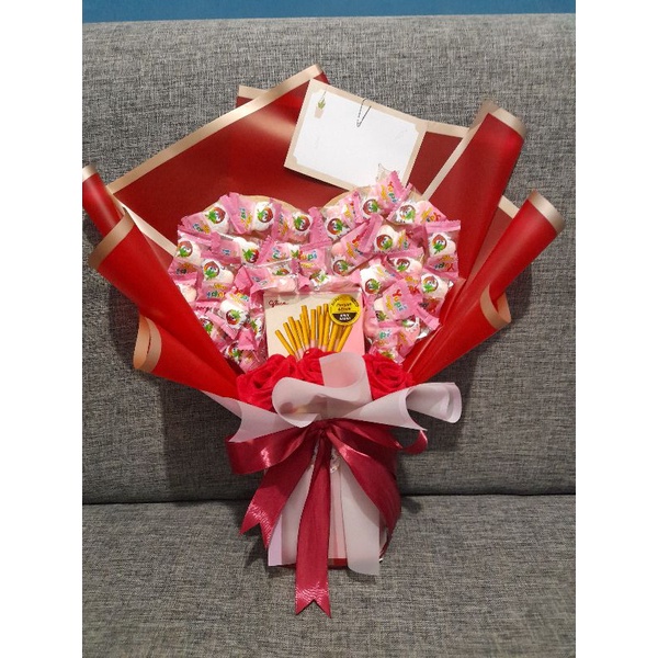 Buket yupi buket permen pocky bahan cellophane/ set hadiah hampers