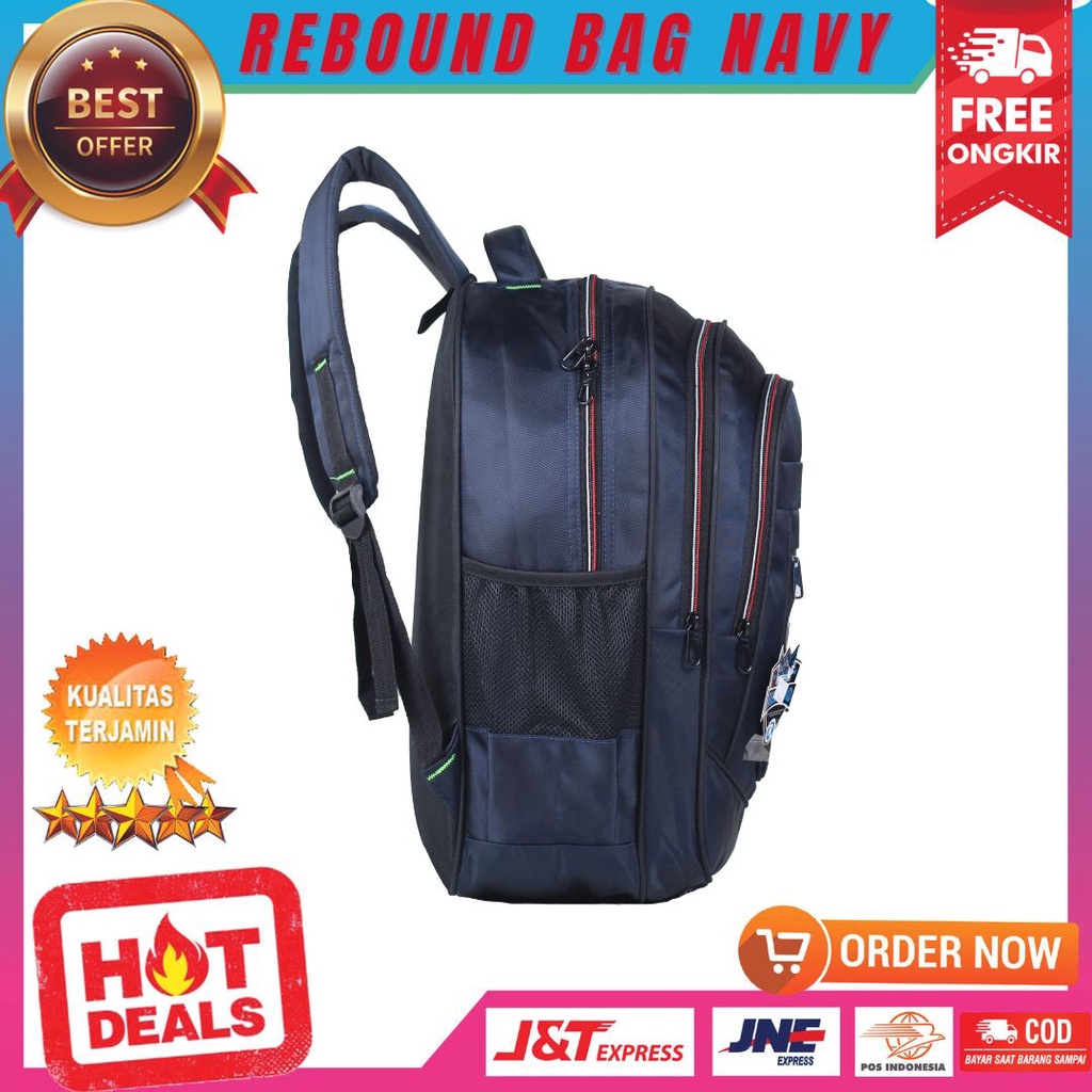 Tas Ransel Laptop Bahan Nilon Backpack Cowok Keren Stylish Multifungsi Tas Punggung Sekolah Kerja Kuliah Free Raincover Berkualitas Rebound Bag Navy