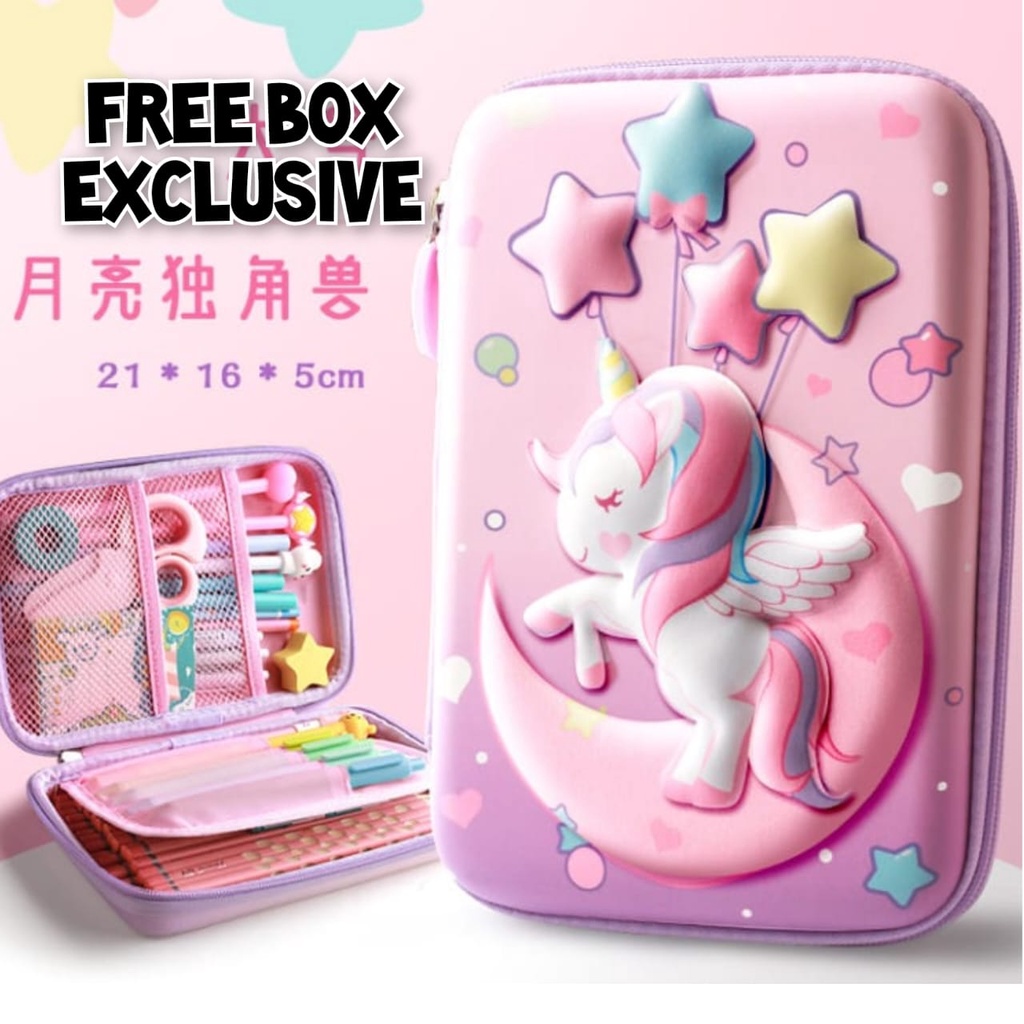 

ITBEL - Kotak Pensil 3d Besar SMIGGLE Free Box Exclusive Alat Tulis Sekolah Wangi Eva Hard Case Unicorn Premium Import Tempat Pensil Emboss 6D