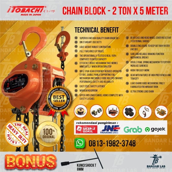 Chain Block 2 Ton 5 Meter - Takel 2 Ton 5 Meter - Itobachi New Model