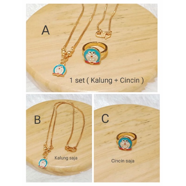 SAL09. Paket xuping anak Doraemon (kalung+cincin) lapis emas