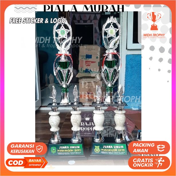 TROPHY PIALA  kaki 2 marmer besar SILVER