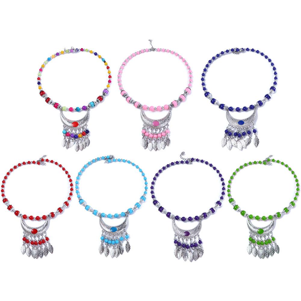 Nickolas1 Rantai Dahi Fotografi Niche Fringed Chain Headband Gaya Nasional Wanita Kalung