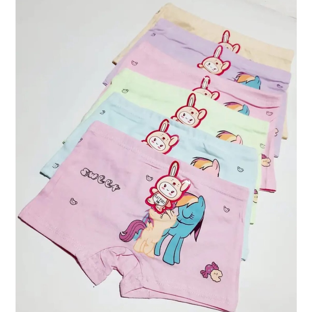 6 pcs celana dalam anak  perempuan model boxer bahan katun import