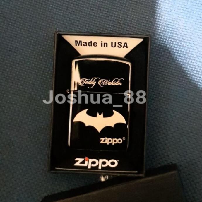 KOREK API ZIPPO CUSTOM UKIR BATMAN BLACK ICE EBONY GRADE ORI BISA UKIR GT846546ER
