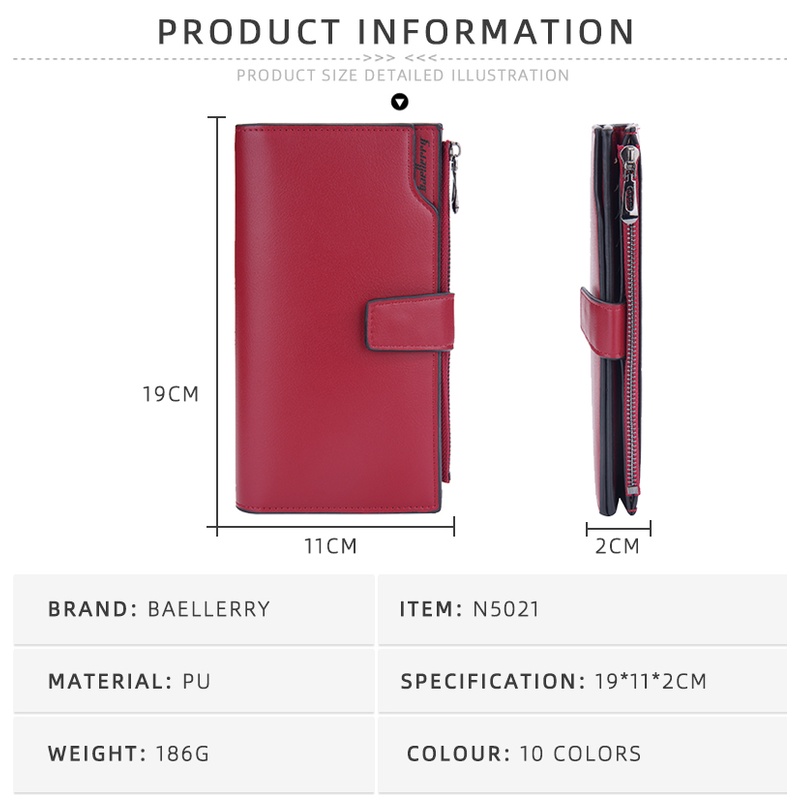 BAELLERRY N5021 Dompet Wanita Panjang Bahan Kulit PU Leather Premium WATCHKITE WKOS
