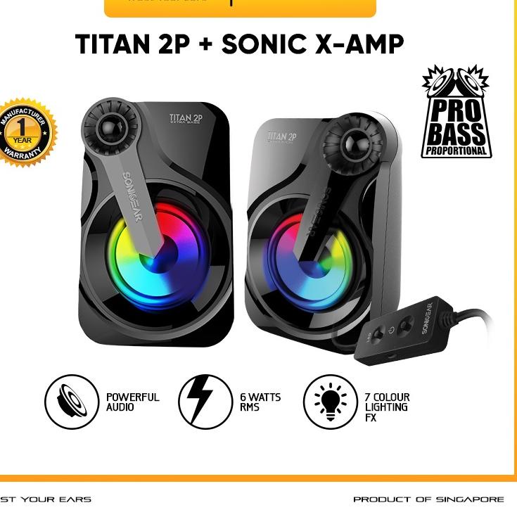 Dijamin Ada Sonic Gear Titan 2 Speaker System With Huge Bass And 7 Color Lighting - Garansi Resmi 1 Tahun
