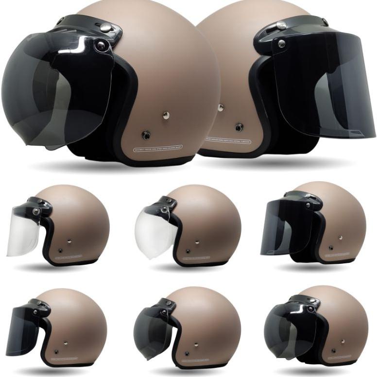 ➳Ready Stok NB9BR Helm Bogo Wanita Warna Coklat Susu Retro SNI 77 ✸Stok Banyak