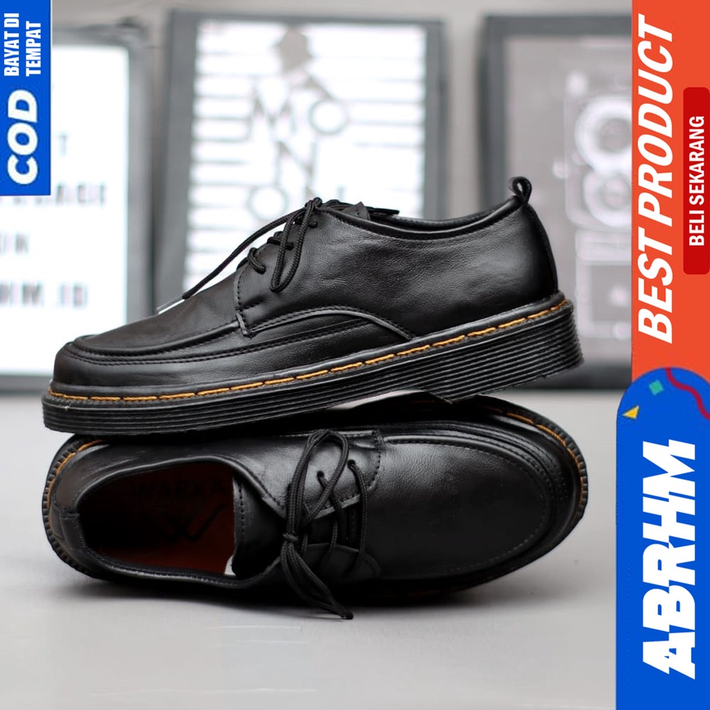 Sepatu Pantofel Kerja Formal Pria Kulit Asli Docmart Low Boots Hitam Abraham Lester