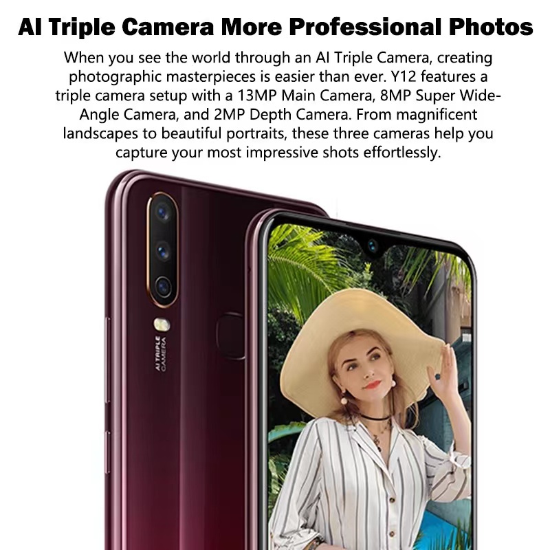 HP VIVO Y12 RAM 8/256GB 8MP depan 13MP Kamera Belakang Layar 6.35 inci Baru Garansi 1 Tahun