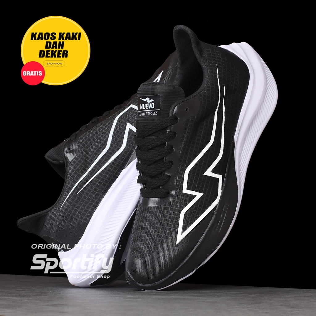 NUEVO ATHLETIOUS GREY - SEPATU SNEAKERS OLAHRAGA PRIA BLACK WHITE NEW SERIES 2022 BNIB ORIGINAL