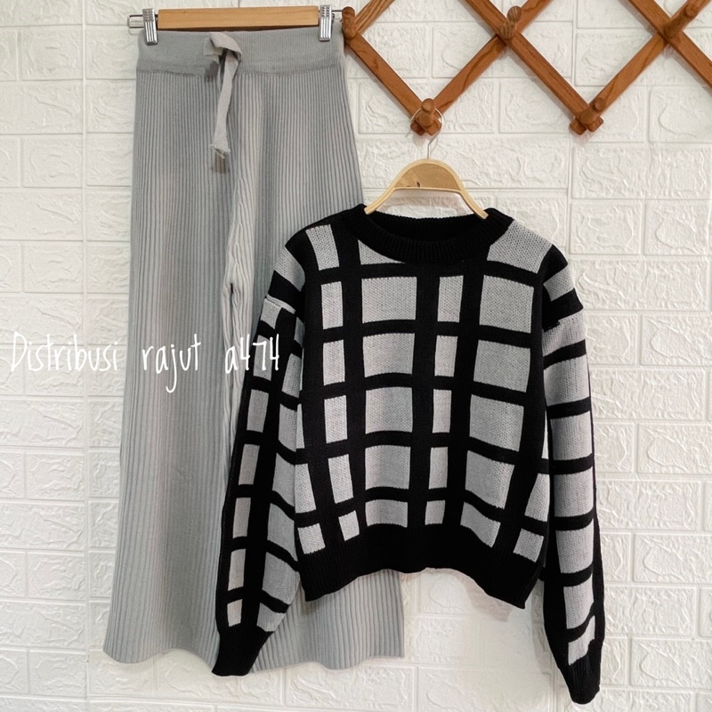 ONESET SWEATER RAJUT IMAS IMPORT SETELAN CELANA KULOT