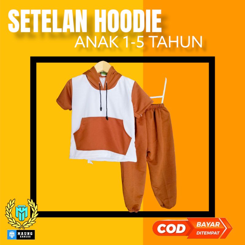 SETELAN HOODIE ANAK LAKI LAKI DAN PEREMPUAN 1-5 TAHUN SET KAOS HOODIE