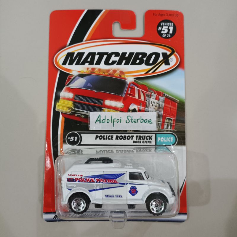 matchbox police robot truck door opens police patrol dial 911 special feature moving part