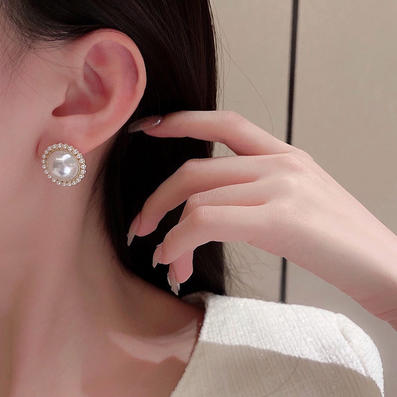 AY(CN) Anting Mutiara Elegan Untuk Wanita Tindik Hypoallergenic Stud Earring Retro Aksesoris Perhiasan
