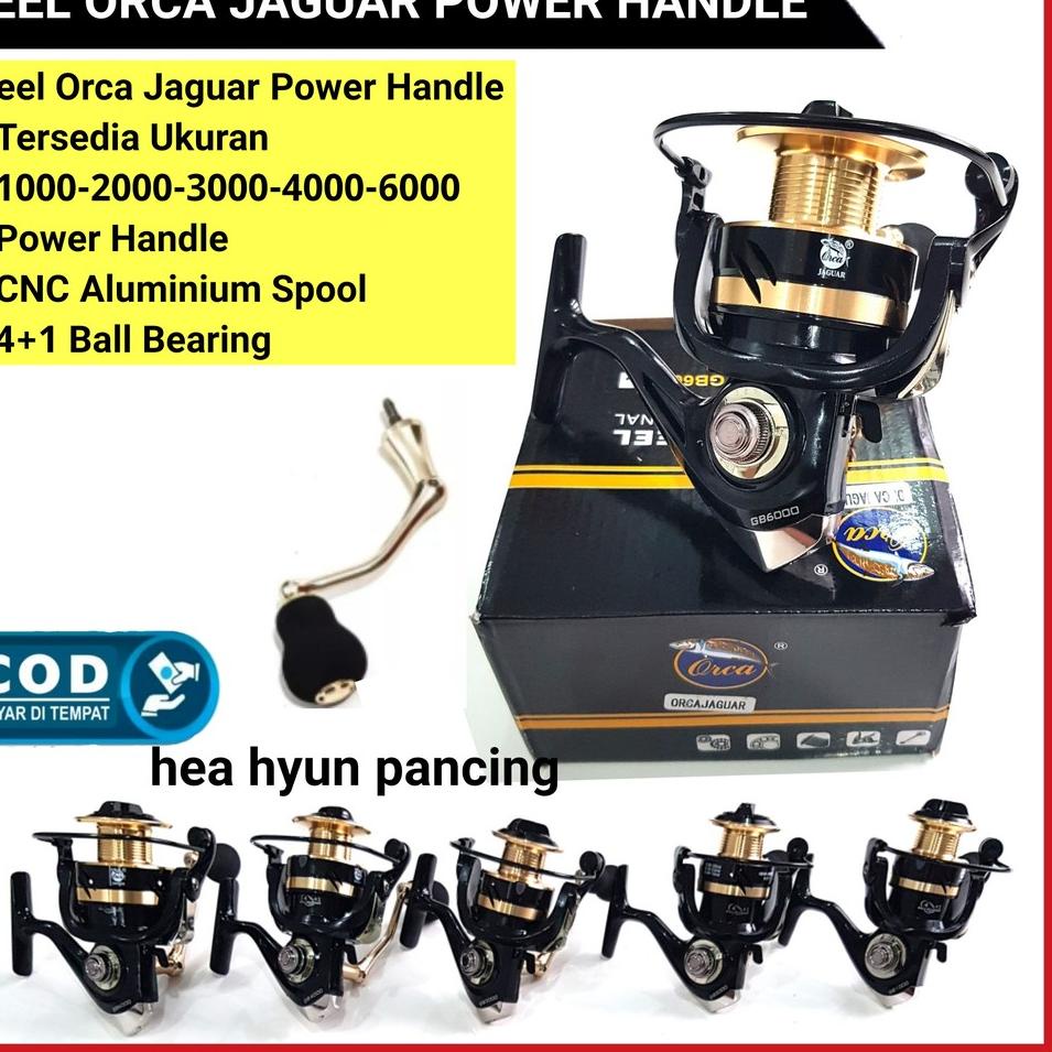 MXN.21De22ᴼ ‣ Reel ORCA JAGUAR POWER HANDLE 1000 , 2000 , 3000 , 4000 - 6000 4 + 1 Ball Bearing HEA 