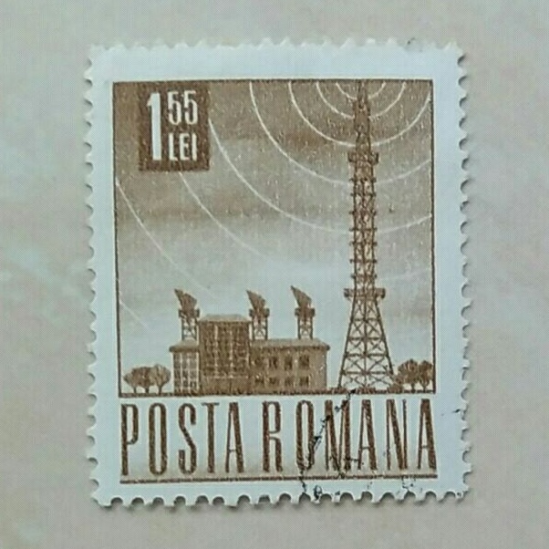 

(AD) Perangko Rumania 1968 Postal and Transport - Radio Tower 1,55Lei Used