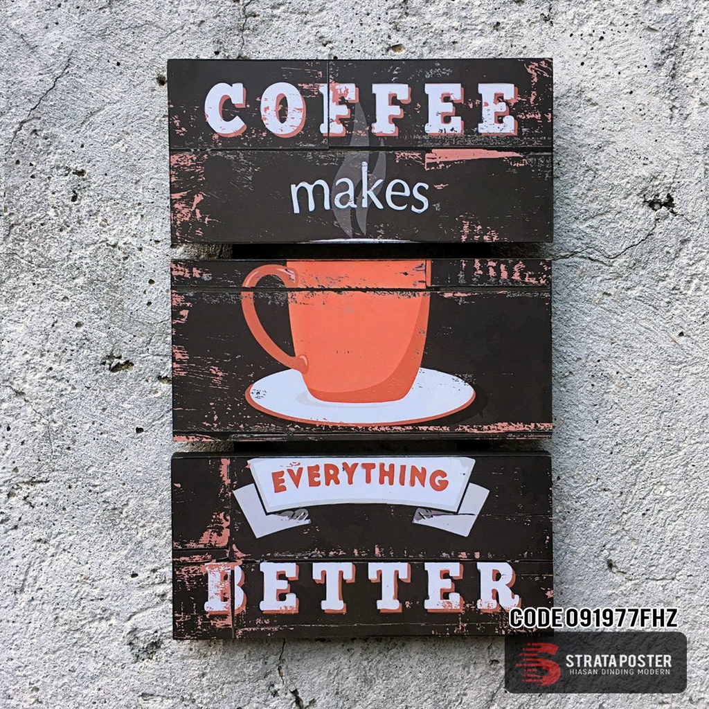 Hiasan dinding cafe Poster kopi Dekorasi ruangan aesthetic Wall decor puzzle