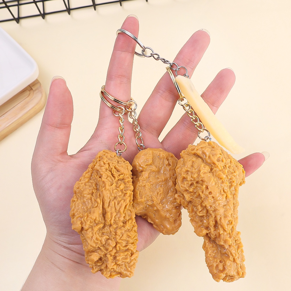 Gantungan Kunci Aksesoris Untuk Mobil Keyring, Tas Simulasi Makanan Keychain French Fries Chicken Nuggets Keychain Dekorasi Liontin Wanita Kreatif Populer Pria