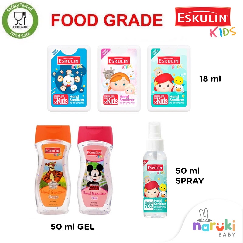 Eskulin Kids Hand Sanitizer Liquid Spray Disney Tsum Tsum 18ml 50ml