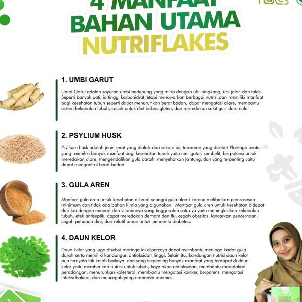 

NUTRIFLAKES SEREAL UMBI GARUT WITH PSYILIUM HUSK & KELOR 3 BOX 280GR